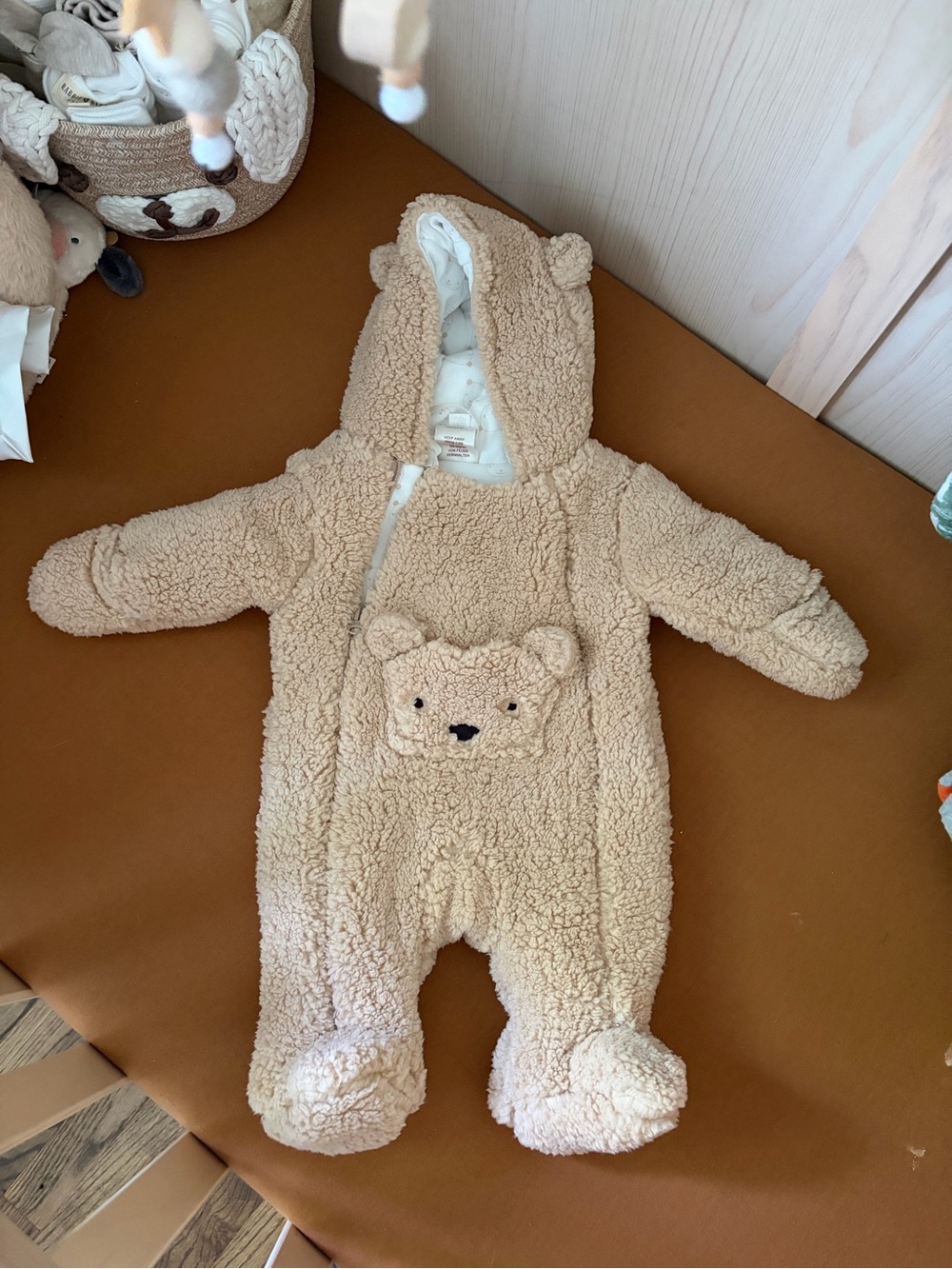 Plush Bear Sherpa Baby One-Piece in Cream